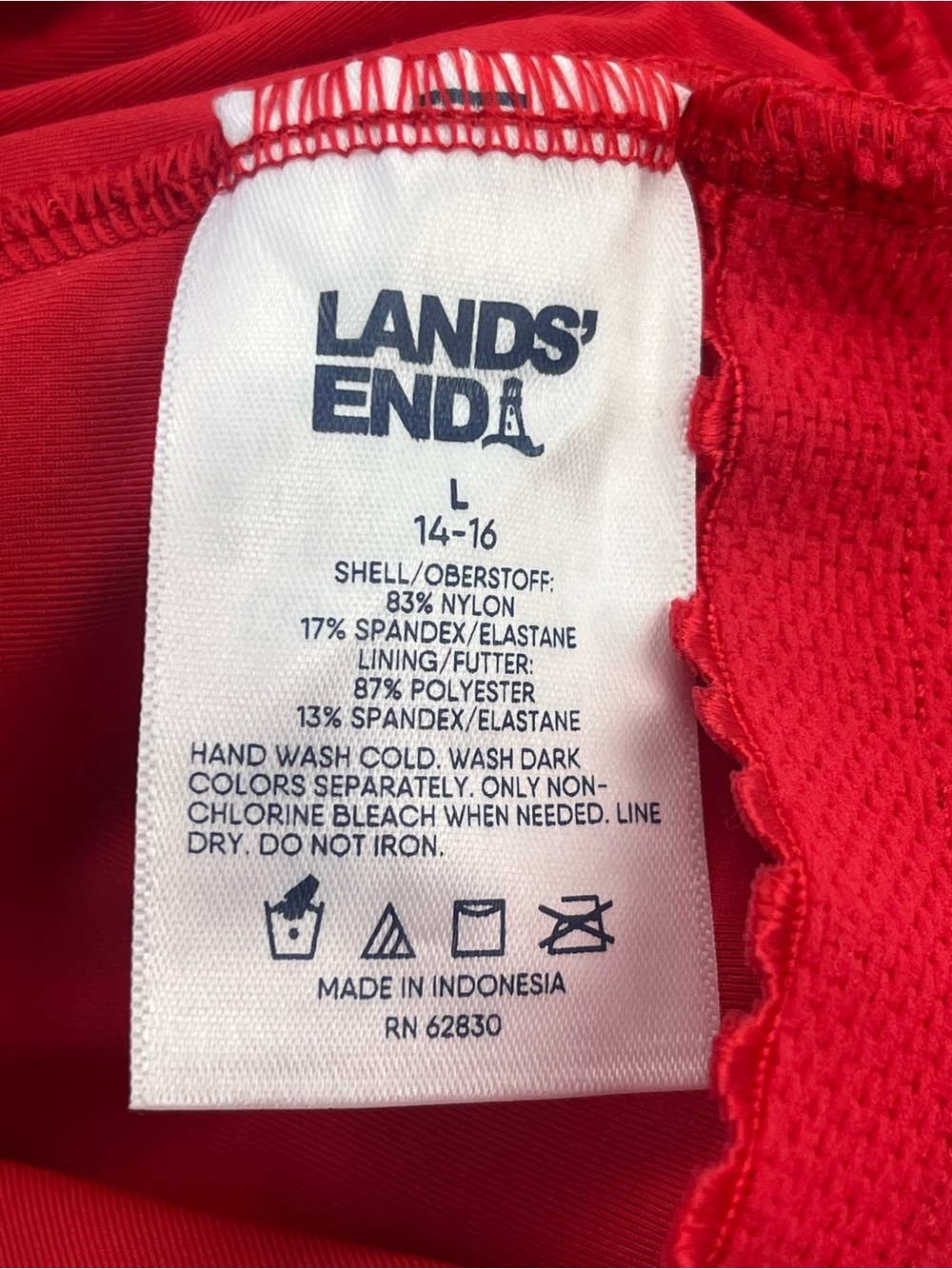 Lands’ End Red Halter Swimdress Womens Size Large US 14 - 16 One Piece NEW - Picture 2 of 12